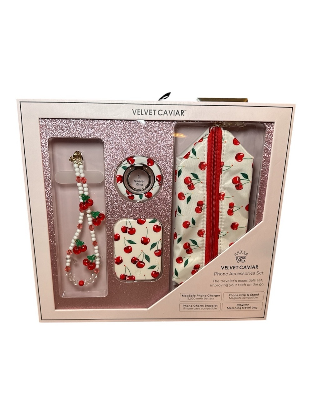 NEW! Velvet Caviar Cherry Phone Accessories Gift Set 4 Pieces